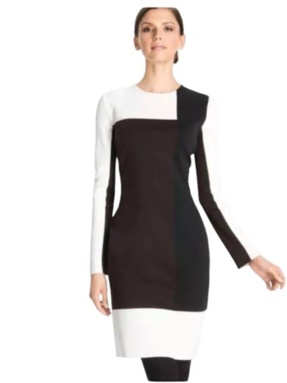 St. John 4 Colorblock Knit Sheath Midi Dress